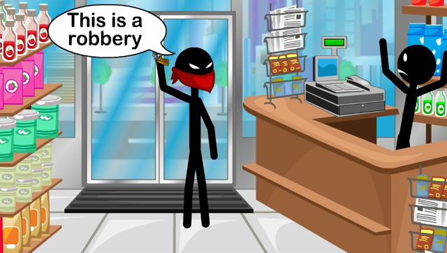 火柴人大作战：二货打劫超市，搞笑动画免费观看