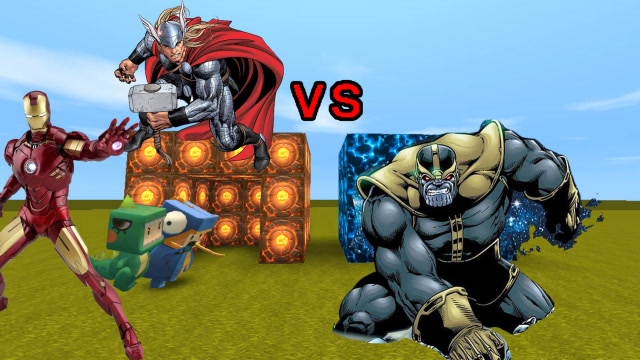 迷你世界：小表弟变身钢铁侠，小恐龙变身雷神，合力对决灭霸免费观看