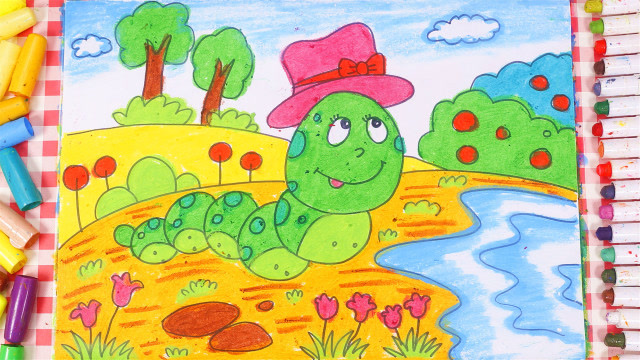 儿童画场景故事 一只可爱的小虫子