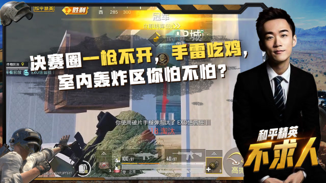 和平精英不求人：决赛圈一枪没开，手雷吃鸡，室内轰炸区你怕不怕？免费观看