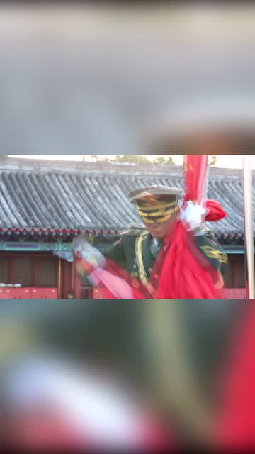 國旗護衛隊升旗手袁晉爽展示收旗,砍旗動作帥到爆炸!