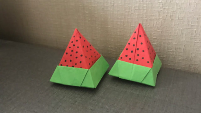 立体折纸水果  诱人可口的西瓜折纸教程  好简单