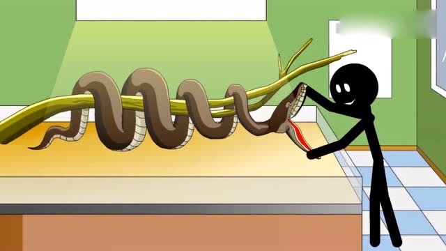 火柴人趣味动画：这次玩笑开大了，火柴人被超级蟒蛇吞掉了！免费观看