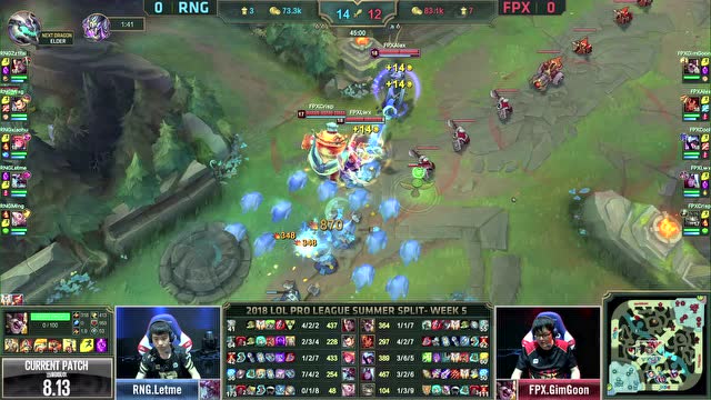 LPL夏季赛比赛视频W5D4 RNG vs FPX 第1场免费观看