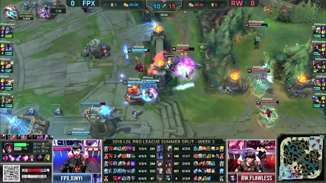 LPL夏季赛比赛视频W2D6 RW vs FPX 第1场免费观看