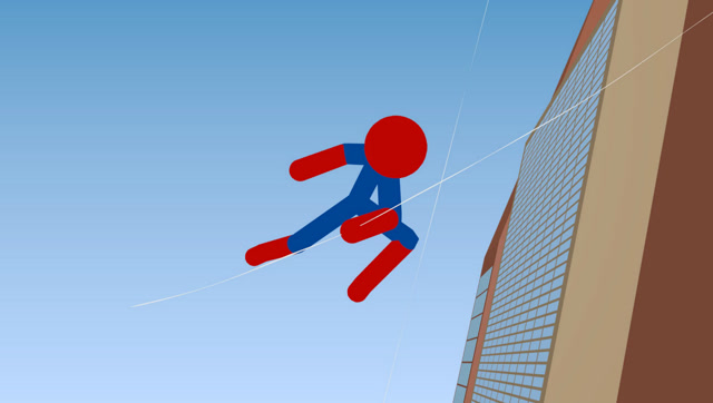 火柴人大作战：小蜘蛛版火柴人空中穿越，小游戏动画免费观看