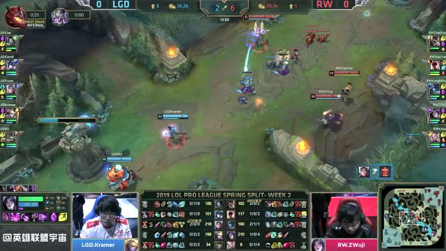 LPL春季赛比赛视频W2D5 RW vs LGD 第1场免费观看