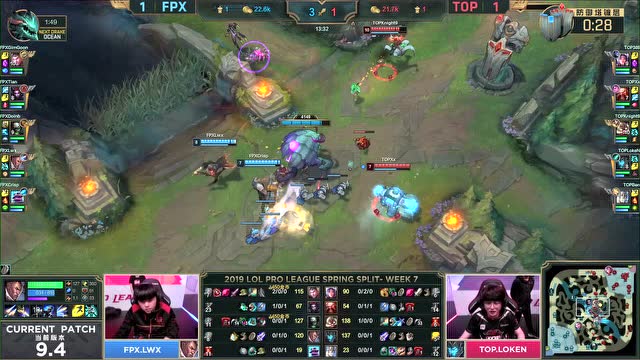 LPL春季赛比赛视频W7D6 TOP vs FPX 第3场免费观看
