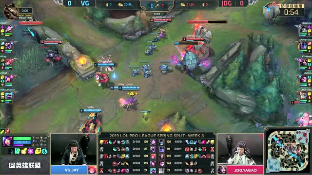 LPL春季赛比赛视频W8D1 JDG vs VG 第1场免费观看