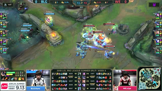 LPL夏季赛比赛视频W8D2 BLG vs WE 第1场免费观看