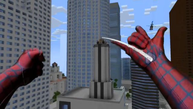 量子解说：我的世界真人版，蜘蛛小子用超能力追直升机解救蜘蛛女孩免费观看