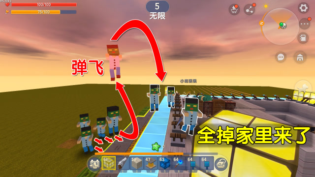 迷你世界：都怪小表弟乱放弹簧，虽然能弹飞僵尸，但全掉到家里了免费观看