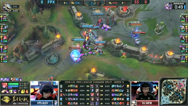 LPL夏季赛比赛视频W9D5 FPX vs SS 第1场免费观看