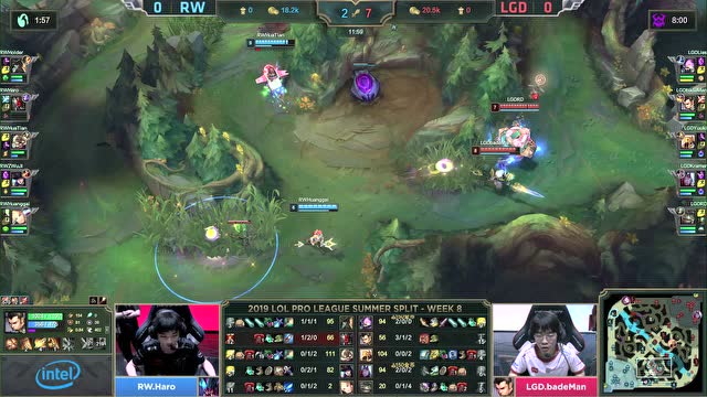 LPL夏季赛比赛视频W8D2 RW vs LGD 第1场免费观看