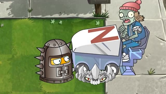 横冲直撞的雪橇车被钢地刺卡住啦！pvz2游戏动画免费观看