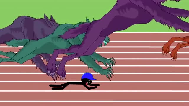 火柴人大作战：火柴人和狼人赛跑，这能赢吗？精彩动画免费观看