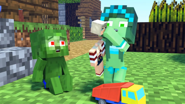 小僵尸弄坏玩偶急的团团转，乱入史蒂夫给他致命一击，女孩对此视而不见免费观看