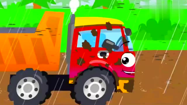 少儿动画，挖掘机和拉西瓜的货车碰在一起，出了事故，还有吊车 (155播放)