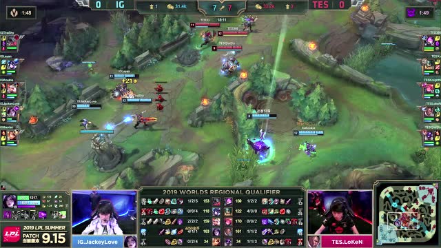 LPL百大经典战役：IG击败TES晋级S9免费观看