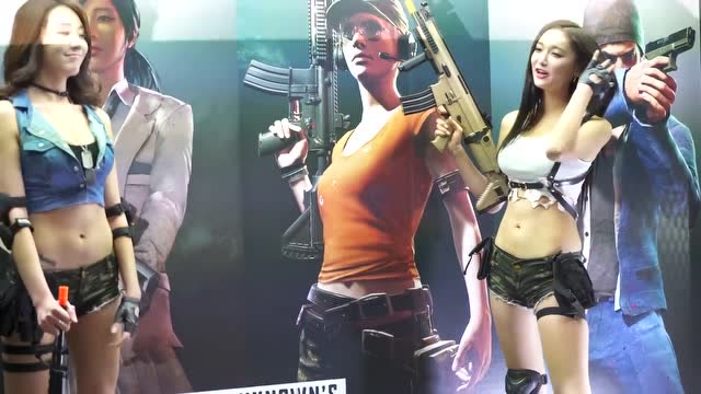 好想和这样的小姐姐一起吃鸡啊 2017G-star 游戏展免费观看