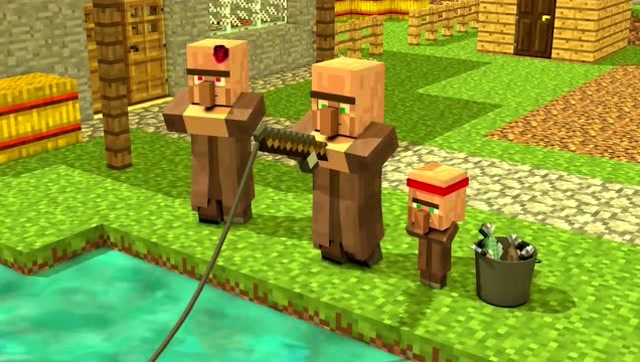 我的世界：村民宝宝钓鱼，没想到钓出了一个怪物！免费观看