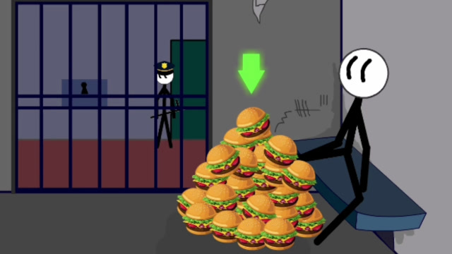 火柴人在监牢待着不想走了 汉堡多到吃不完免费观看