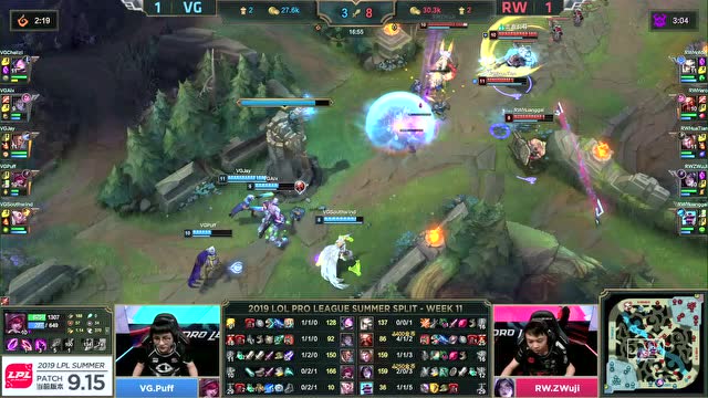 LPL夏季赛比赛视频W11D2 RW vs VG 第3场免费观看