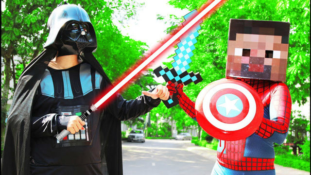 我的世界MC真人版：超级英雄史蒂夫大战黑武士，特效不只五毛免费观看