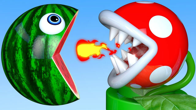 吃豆大作战：西瓜吃豆人VS喷火植物 你看好哪个免费观看