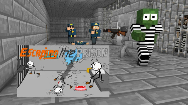 我的世界：怪物学院 玩火柴人逃出监狱小游戏，搞笑动画免费观看