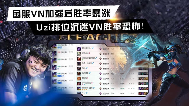 国服VN加强后胜率暴涨，Uzi排位沉迷VN胜率恐怖！免费观看