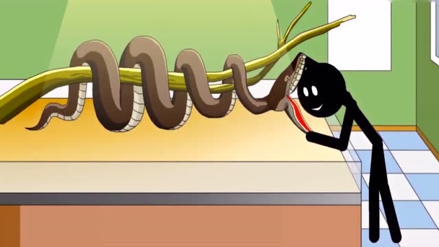 火柴人游动物园：这次玩笑开大了，火柴人被超级蟒蛇吞掉了！免费观看