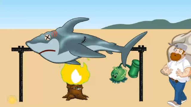 植物大战僵尸：戴夫捉了条鲨鱼烤着吃免费观看