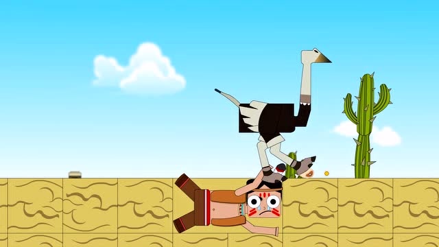 迷你世界动画第十九集：沙漠地图放飞地心之眼，兄弟两人被鸵鸟碾着跑免费观看