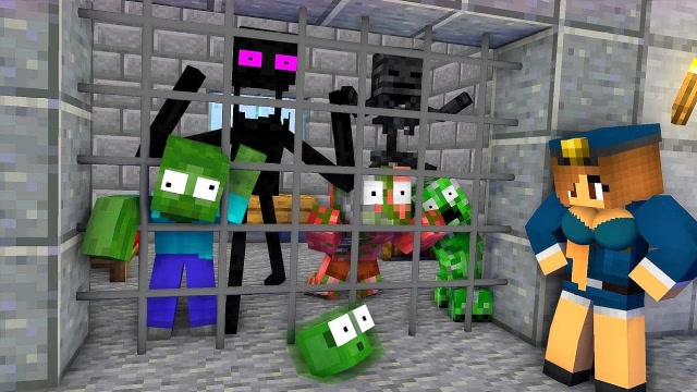 MC动画：怪物学校《越狱挑战》，警察太不容易了！免费观看