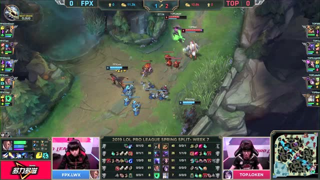 LPL春季赛比赛视频W7D6 TOP vs FPX 第1场免费观看