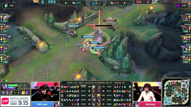 LPL夏季赛比赛视频W10D6 SN vs FPX 第1场免费观看