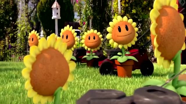 植物大战僵尸，一大波僵尸正在接近，豌豆射手好可爱免费观看