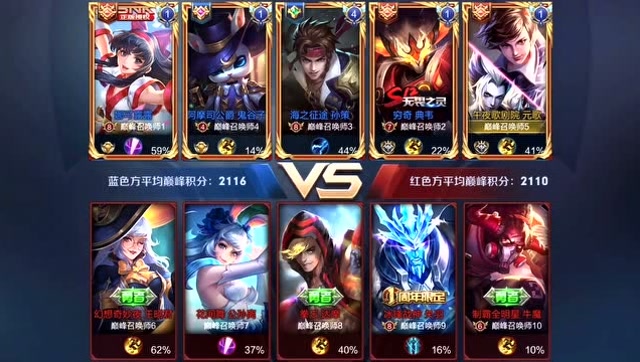 王者荣耀：巅峰赛2116分国服元歌撞车三个国服队友免费观看