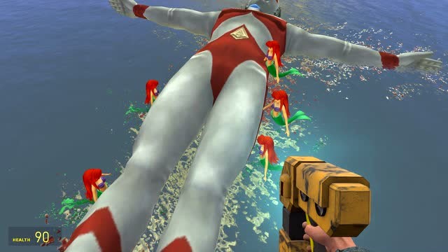 GMOD：奥特曼躺在海面上身边出现一群美人鱼是来救奥特曼的吗？免费观看