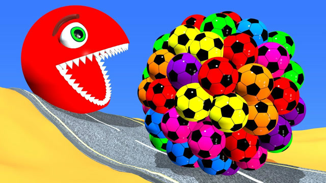 吃豆人VS踢足球，赛道上的运动，精彩3D动画视频免费观看