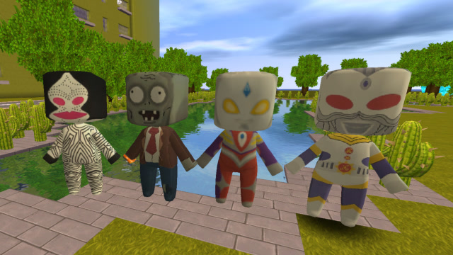 迷你世界迪迦奥特曼和奥特之王游泳陷入僵尸的仙人掌阵免费观看