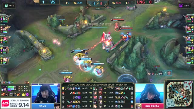LPL夏季赛比赛视频W10D1 LNG vs V5 第2场免费观看