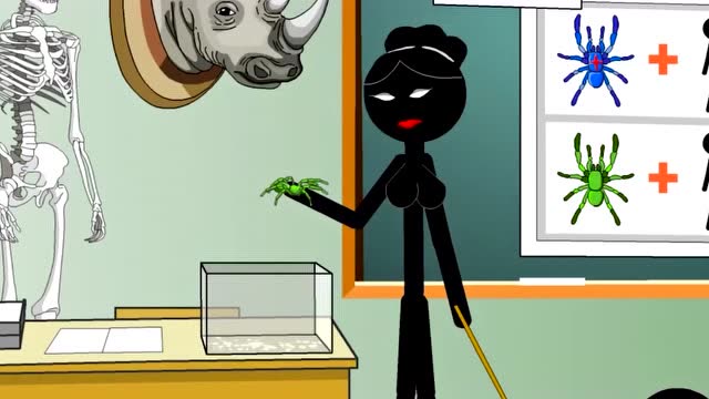 火柴人趣味游戏：老师把蜘蛛放手上,没想到有毒,当场去世！免费观看