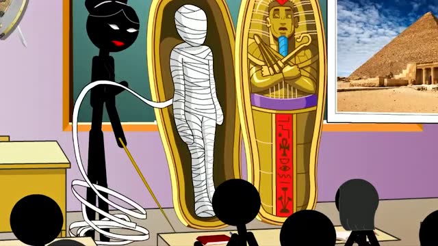 火柴人趣味游戏：老师讲埃及历史,把木乃伊带到课堂,怪事发生了免费观看