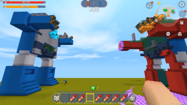 迷你世界：战甲VS机器人到底谁能赢呢？看着红队受攻击了免费观看