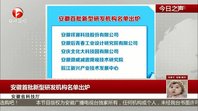 安徽首批新型研发机构名单出炉