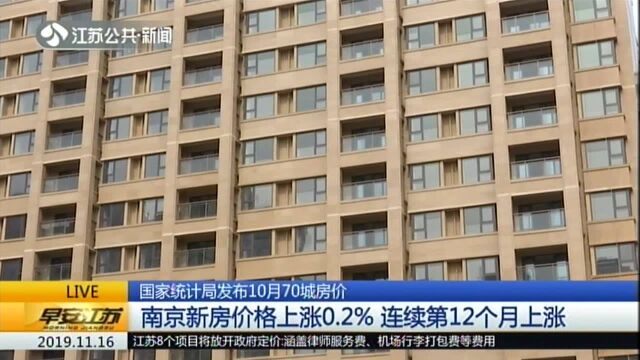 国家统计局发布10月70城房价:南京新房价格上涨0.2% 连续第12个月上涨