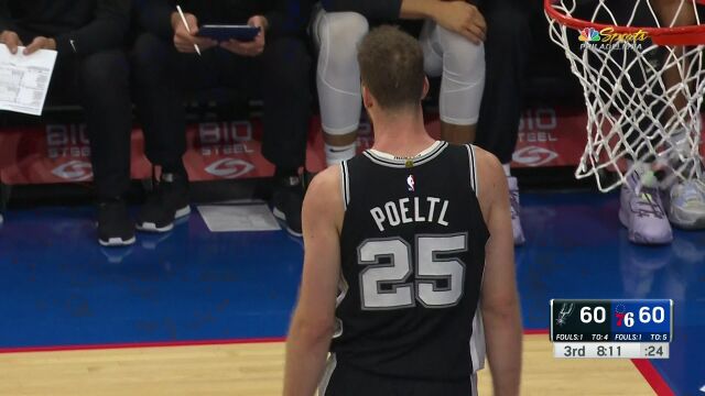 NBA常规赛：马刺vs76人第3节 原声解说回放