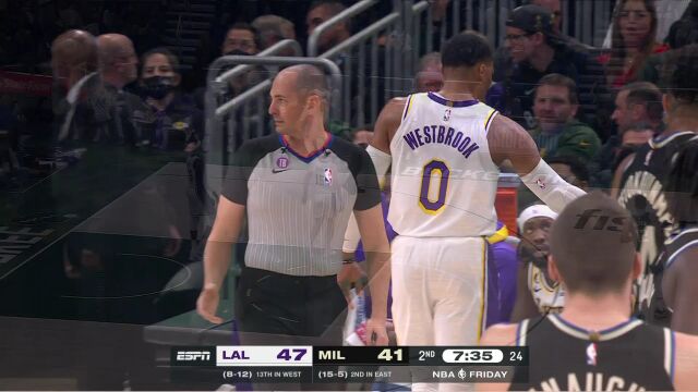 NBA常规赛：湖人vs雄鹿英文原声全场回放